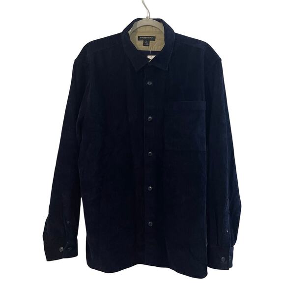 Banana Republic Mens Corduroy Shacket Button Down Shirt Jacket Size XL Navy Blue - Picture 1 of 16